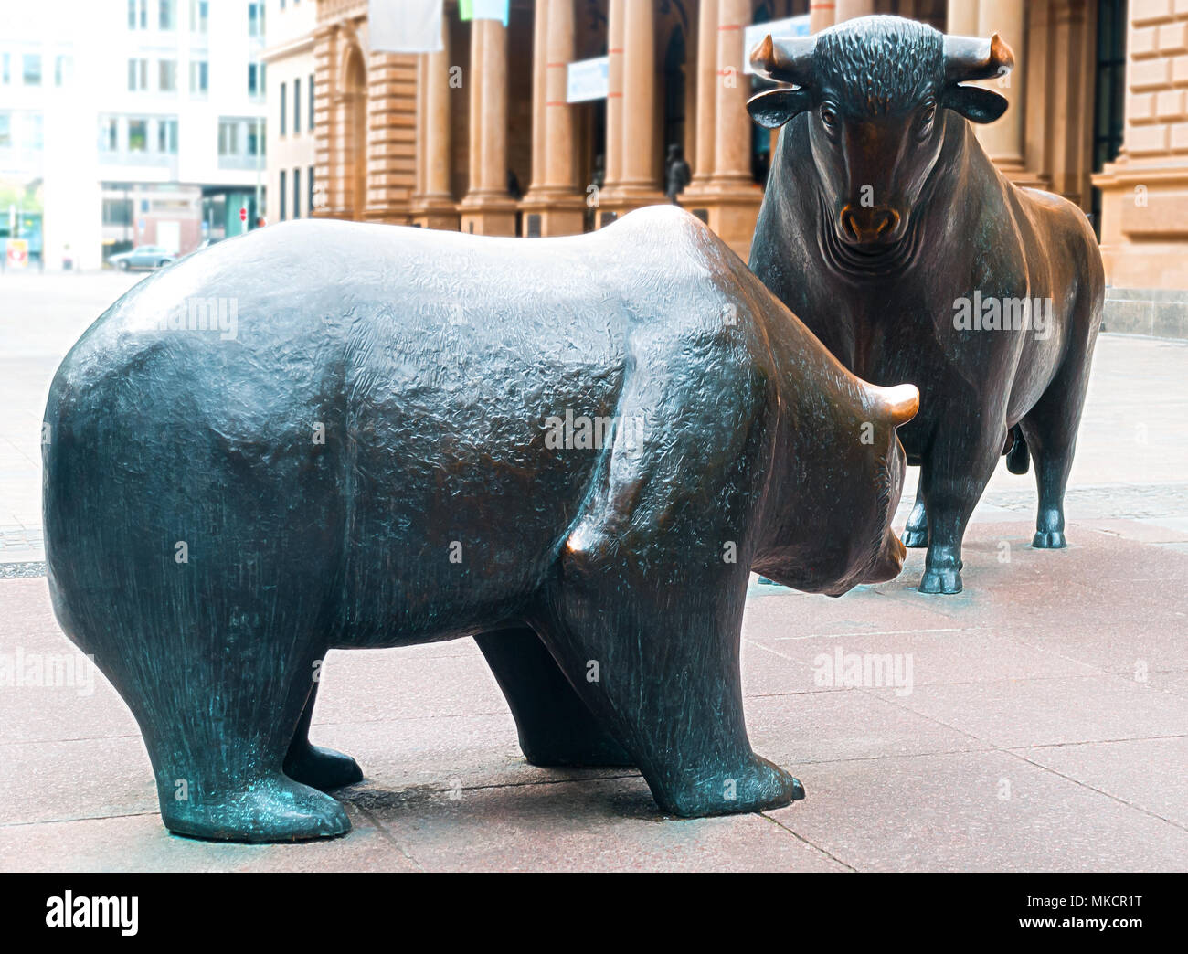 Bulle und Bär frankfurt Monument Statue Stockfoto