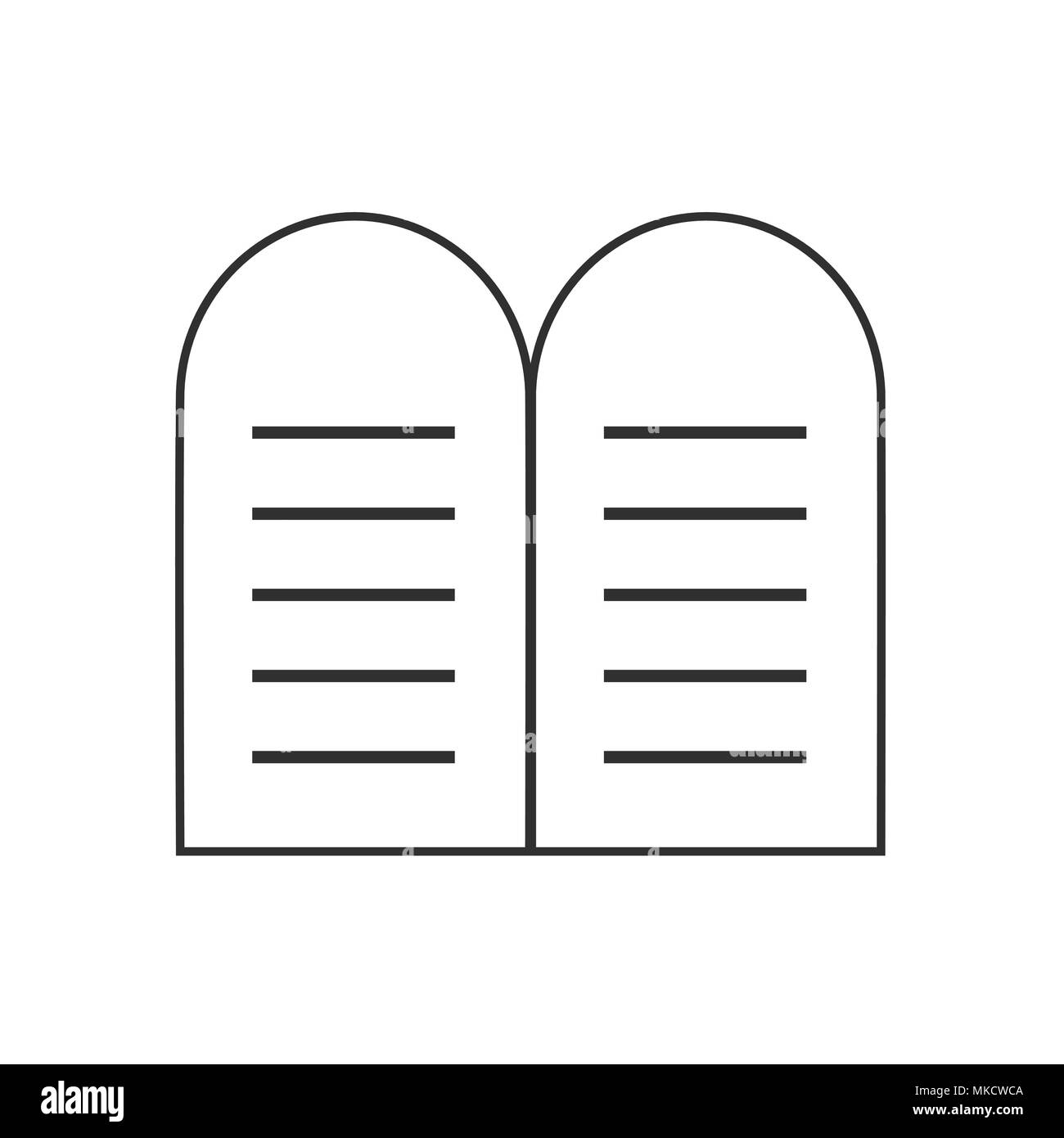 Tafeln des Gesetzes Symbol in flache schwarze Kontur Design. Stock Vektor