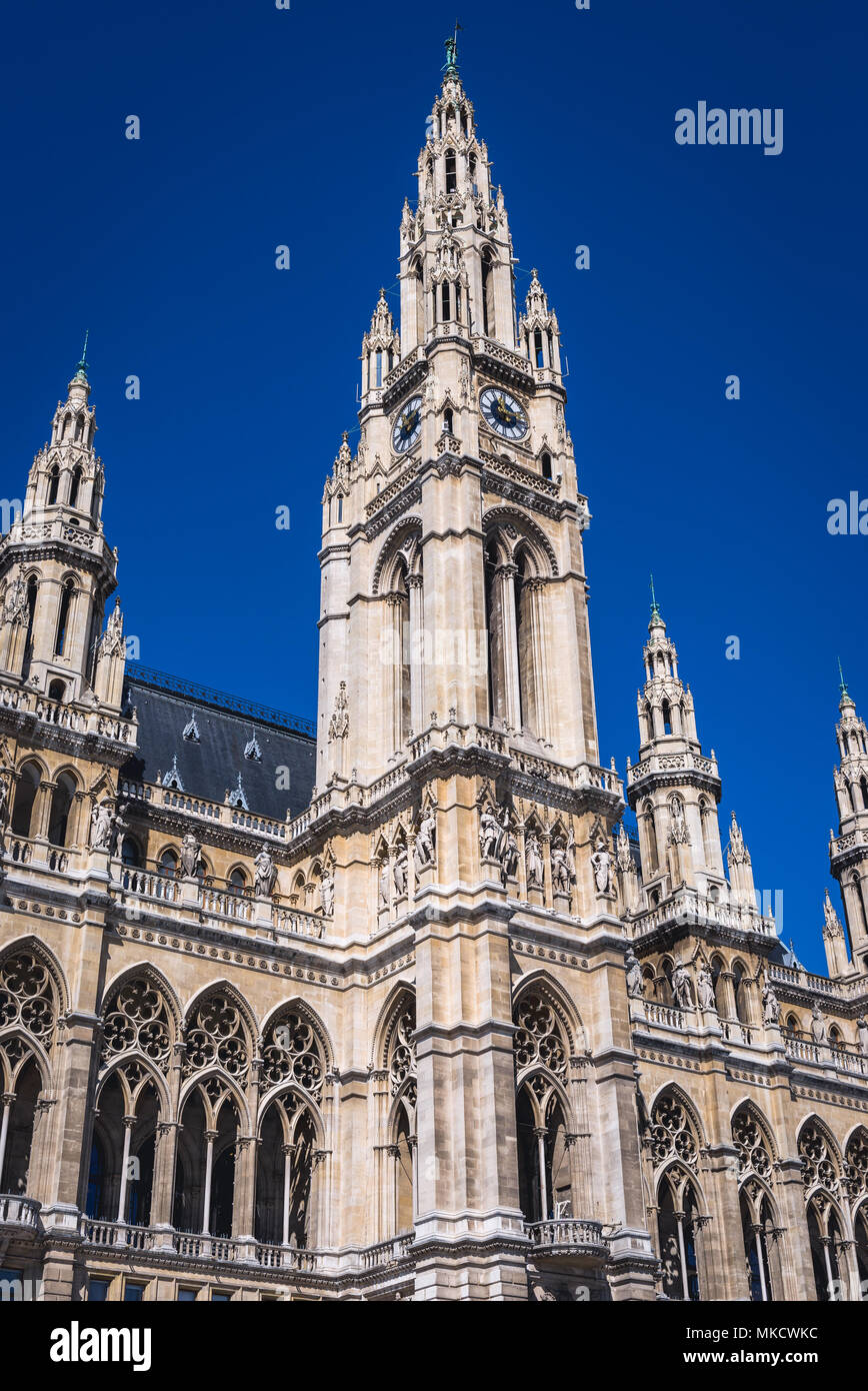 Rathaus Gebäude von Friedrich von Schmidt in Wien, Österreich Stockfoto
