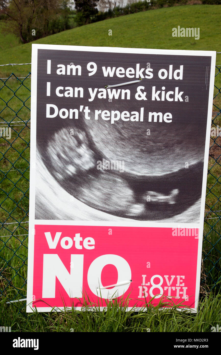 Poster Menschen drängen gegen die Aufhebung des Irischen Abtreibungsgesetz stimmen Stockfoto