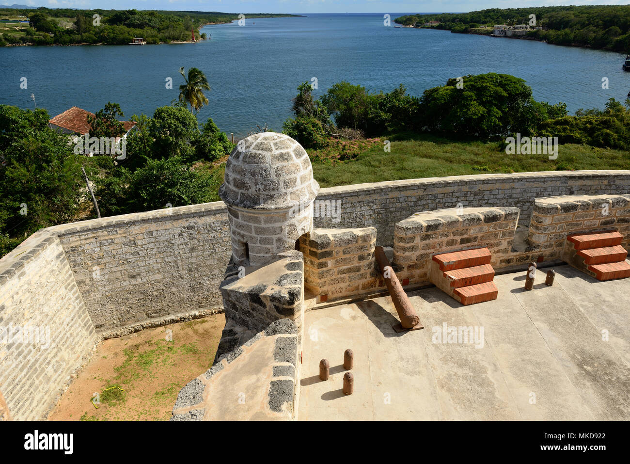 Die jagua fort ist Fort der Spanier durch die Stadt Cienfuegos auf Kuba gebaut. In der Annahme sollte er den Zugriff auf die Bucht von Cienfuegos zu verteidigen. Stockfoto