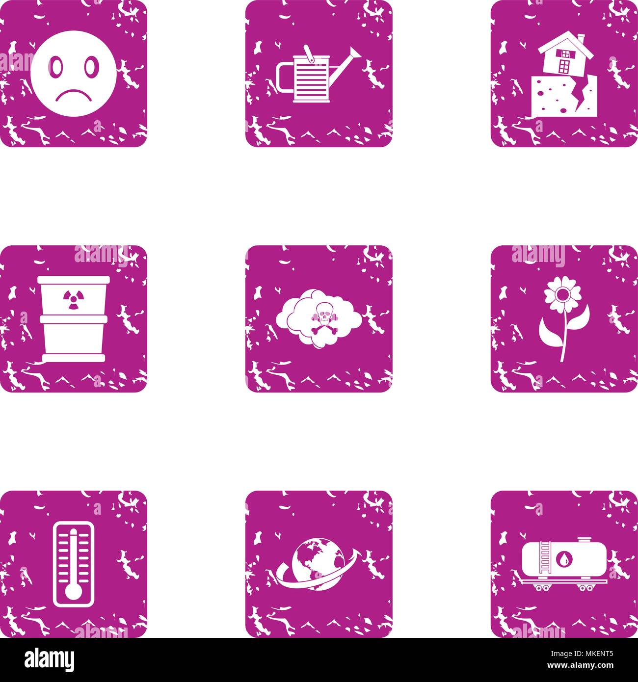 Chemisch gefährlichen Symbole gesetzt, grunge Stil Stock Vektor