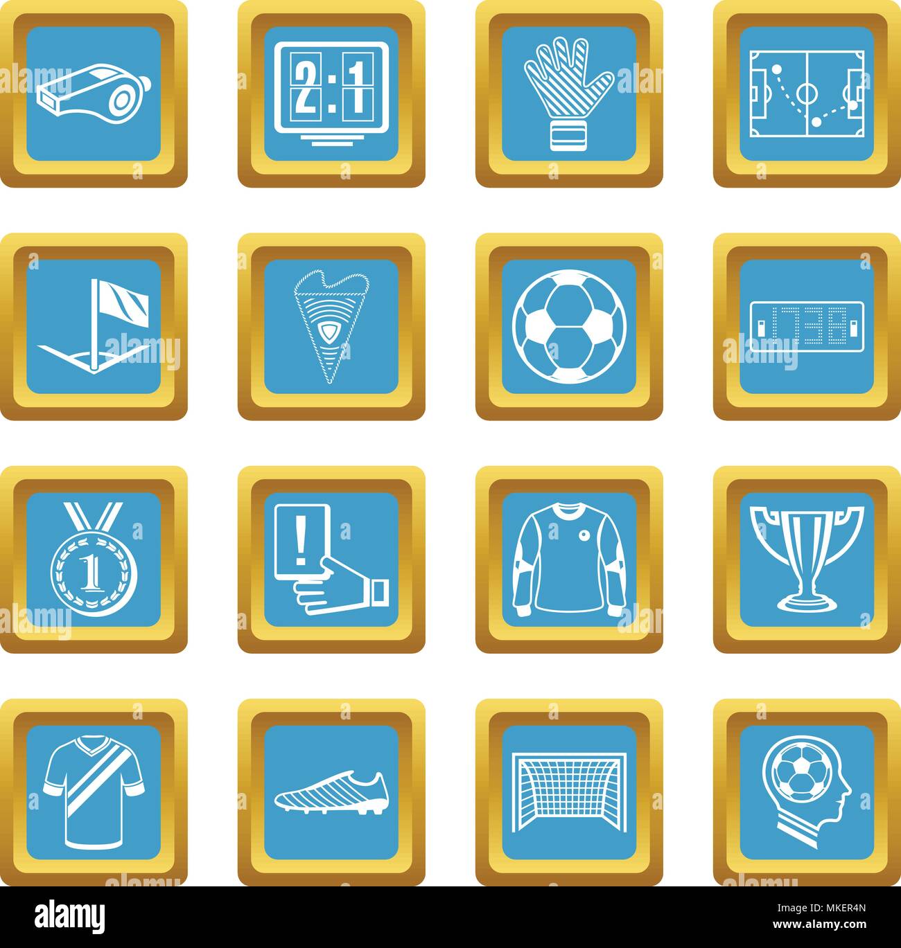 Fußball-Fußball Icons Set sapphirine square Vektor Stock Vektor