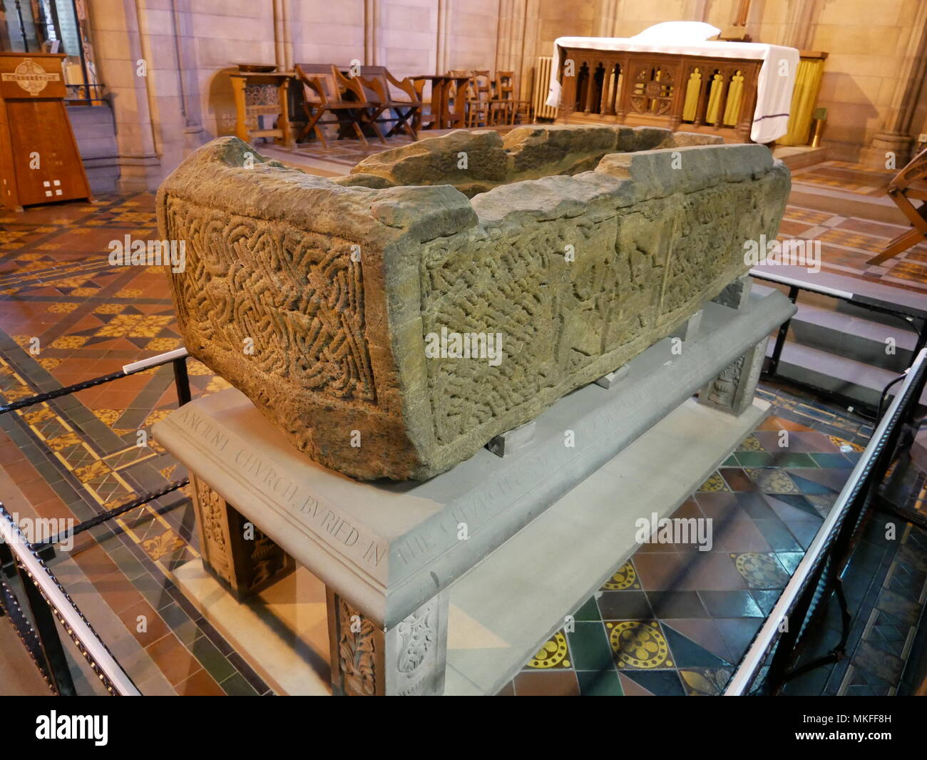 St. Konstantin Sarkophag in Govan alte Kirche, Glasgow Stockfoto