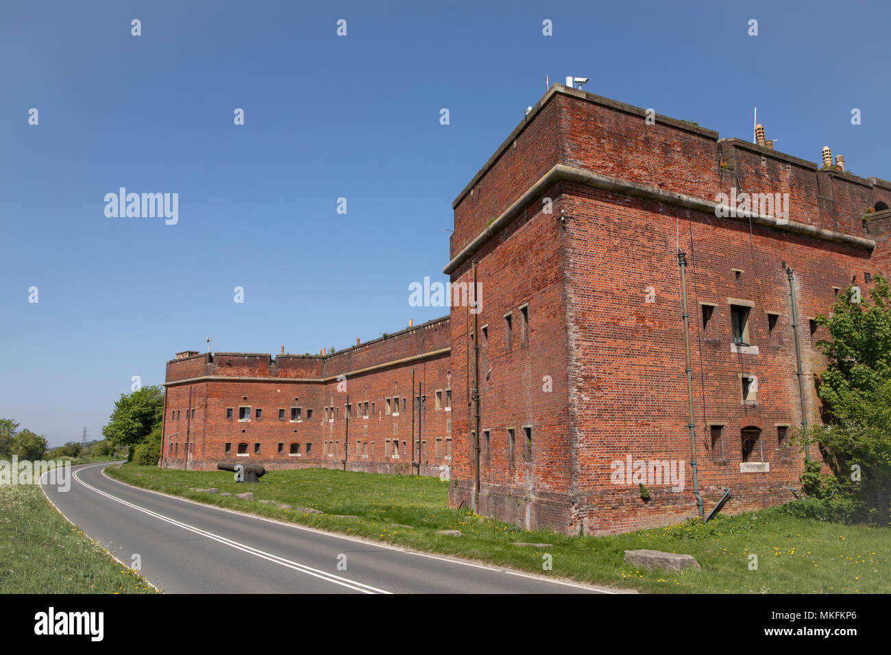 Außenansicht der Fort Widley auf portsdown Hügel außerhalb Portsmouth. 1860 bis 1870 erbaute Portsmouth von Landwärtigen Angriff zu schützen. Stockfoto