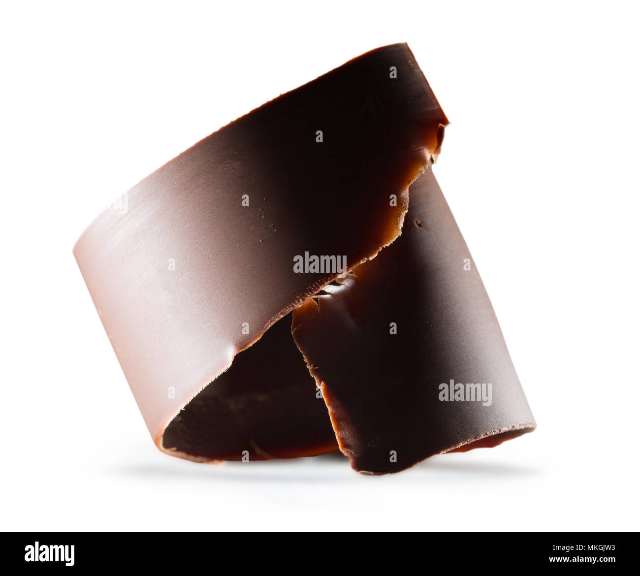 Schokoraspeln auf einem weißen Hintergrund. Stockfoto