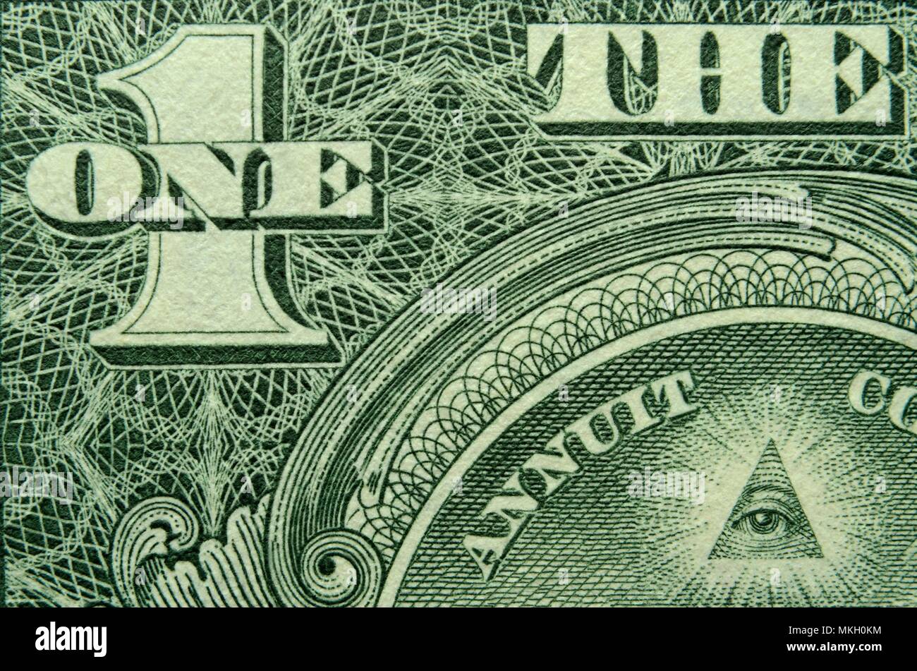 Auge und ein und die von einer US-Banknote. Stockfoto