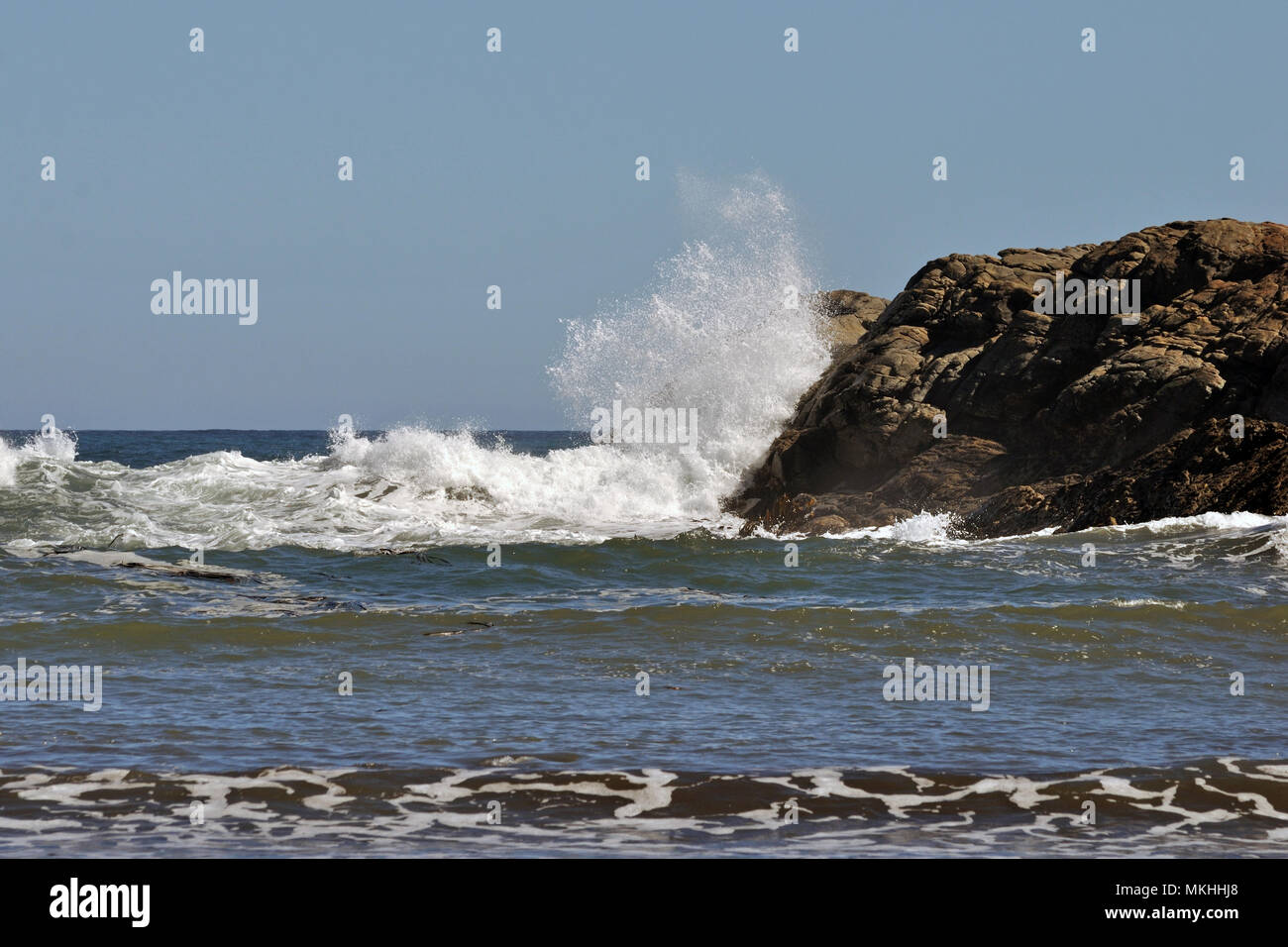 Ankommenden Wellen dringen in konstanten Bucht an der Westküste von Neuseeland Stockfoto