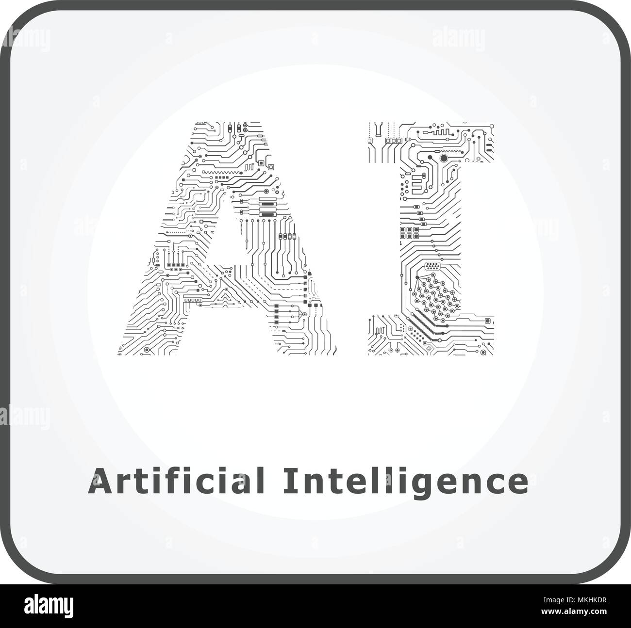 Ai künstliche Intelligenz mit verschaltungsmuster Vector Illustration Stock Vektor