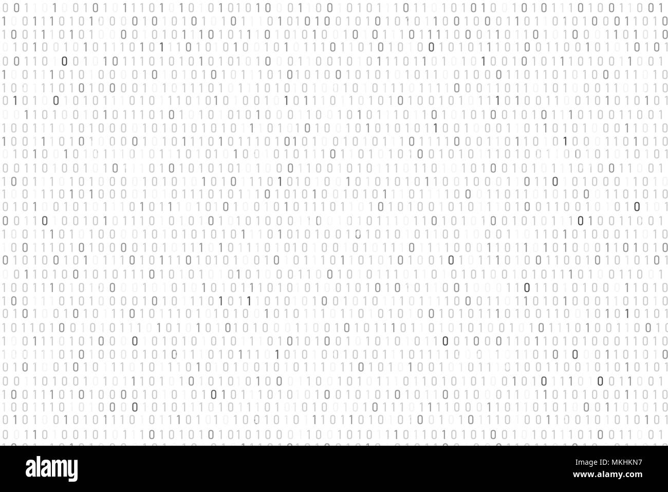 Der binäre Code Hintergrund in Weiß und Grau, Vektor, Abbildung Stock Vektor