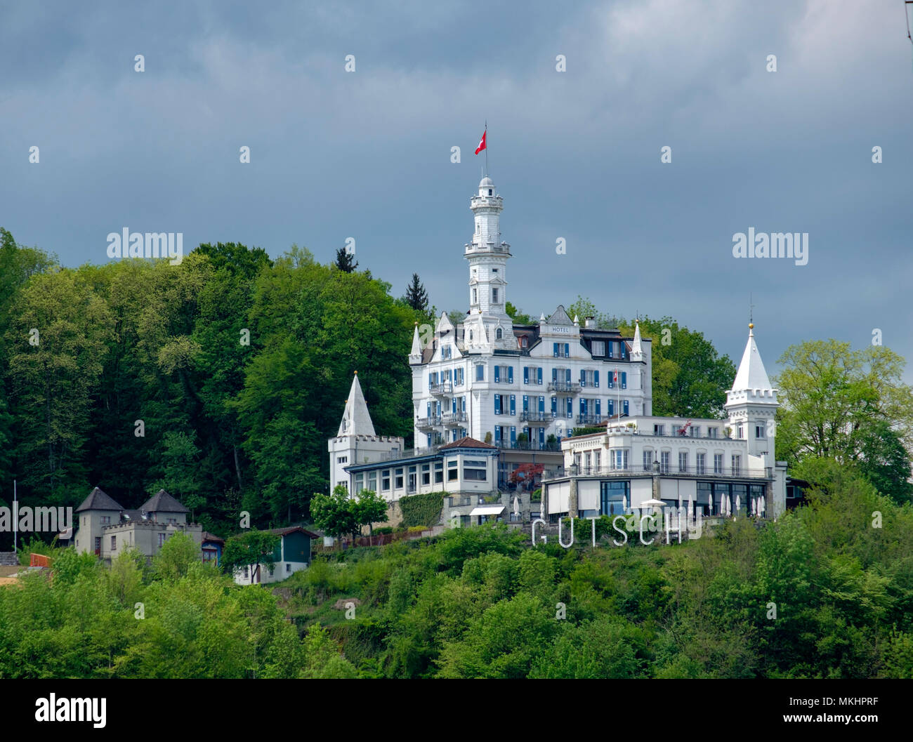 Château Gütsch Hotel in Luzern, Schweiz, Europa Stockfoto