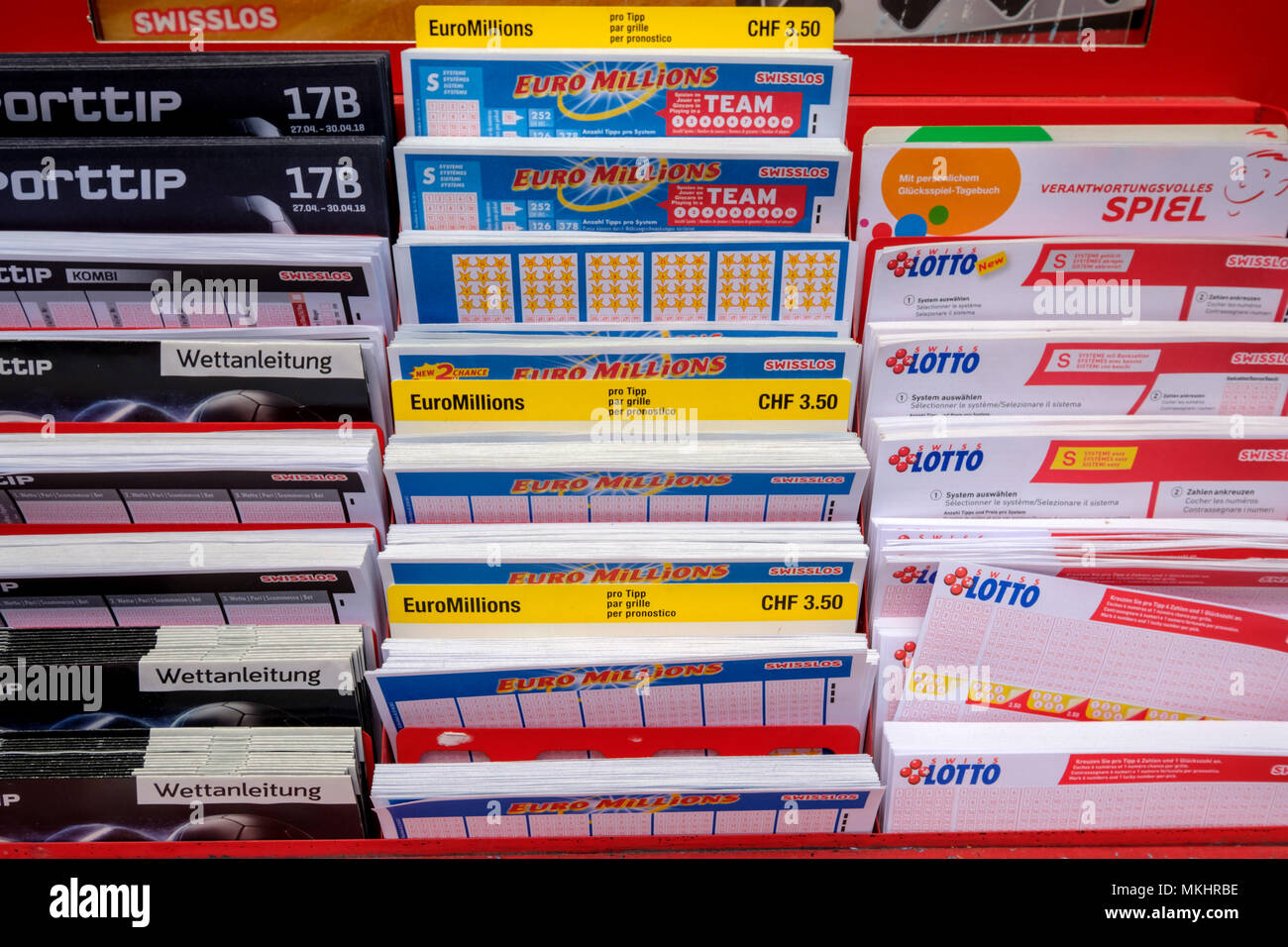 Euro Millions und andere Lotterie in der Schweiz Stockfoto
