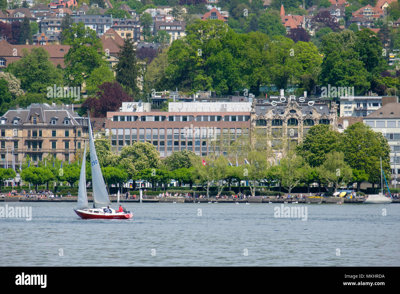 Segelboot auf dem See Zürich, Schweiz Stockfoto