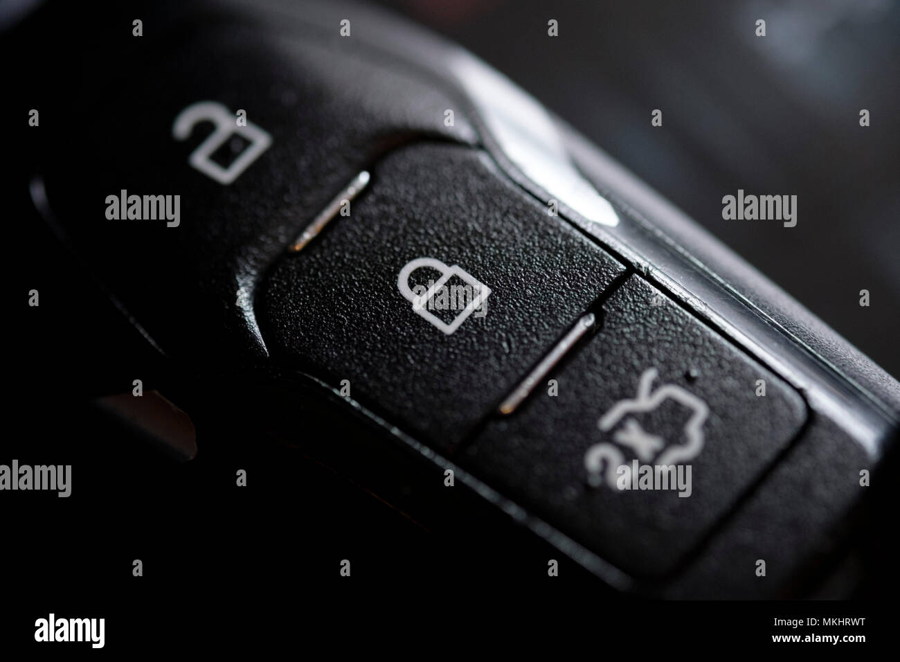 Autoschlüssel mit remote-Sperre Entsperren Tasten Stockfoto