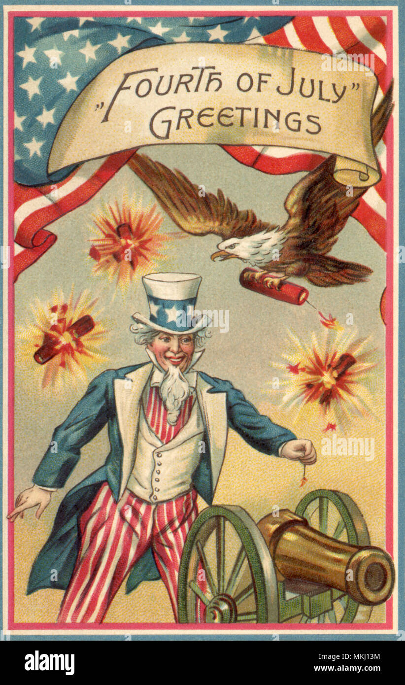 Uncle Sam und Kanone Stockfoto