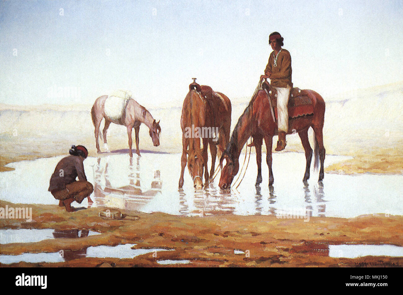 Pferde und Reiter Stockfoto