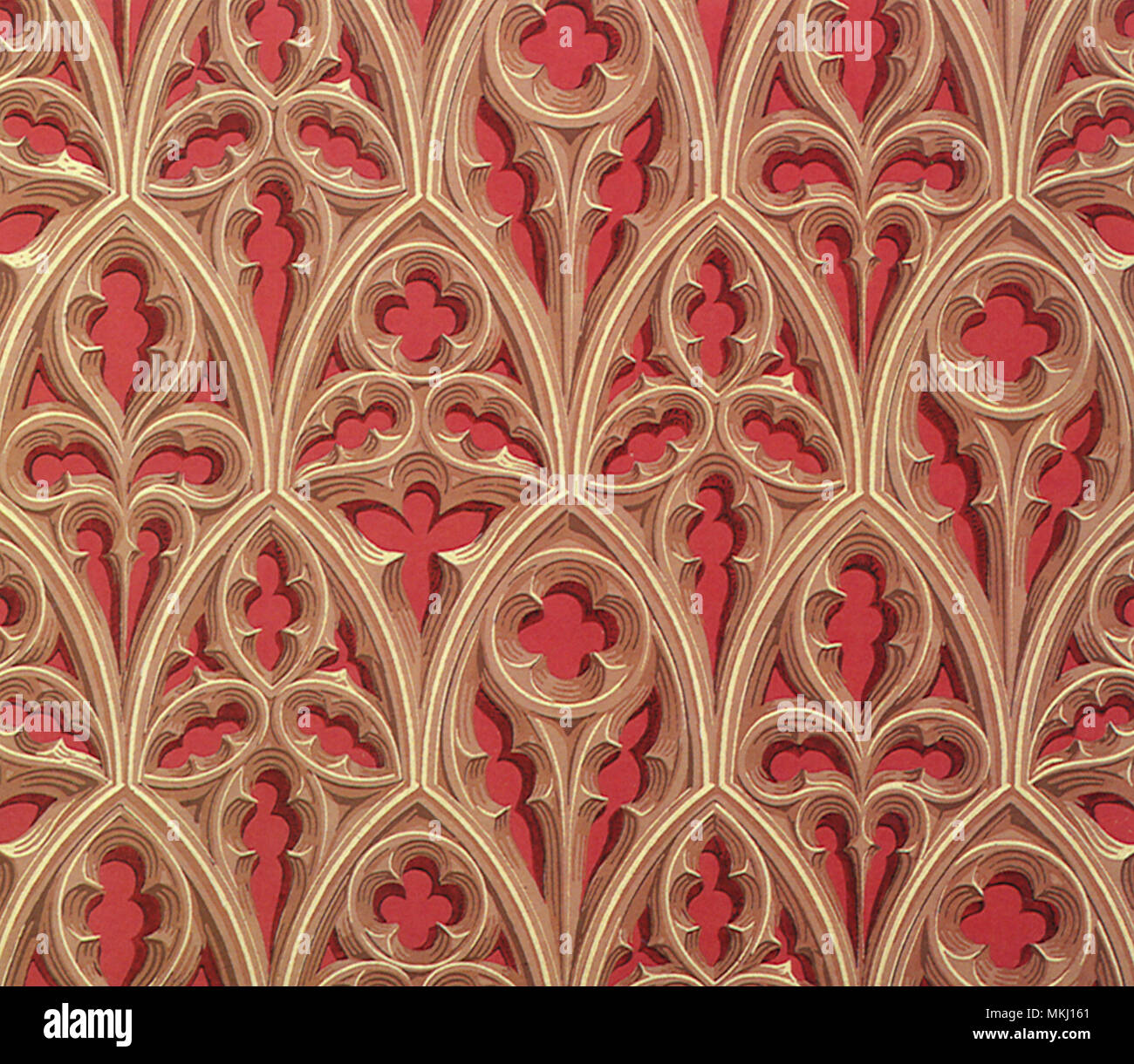 Gotische Schablone auf Rot Stockfoto