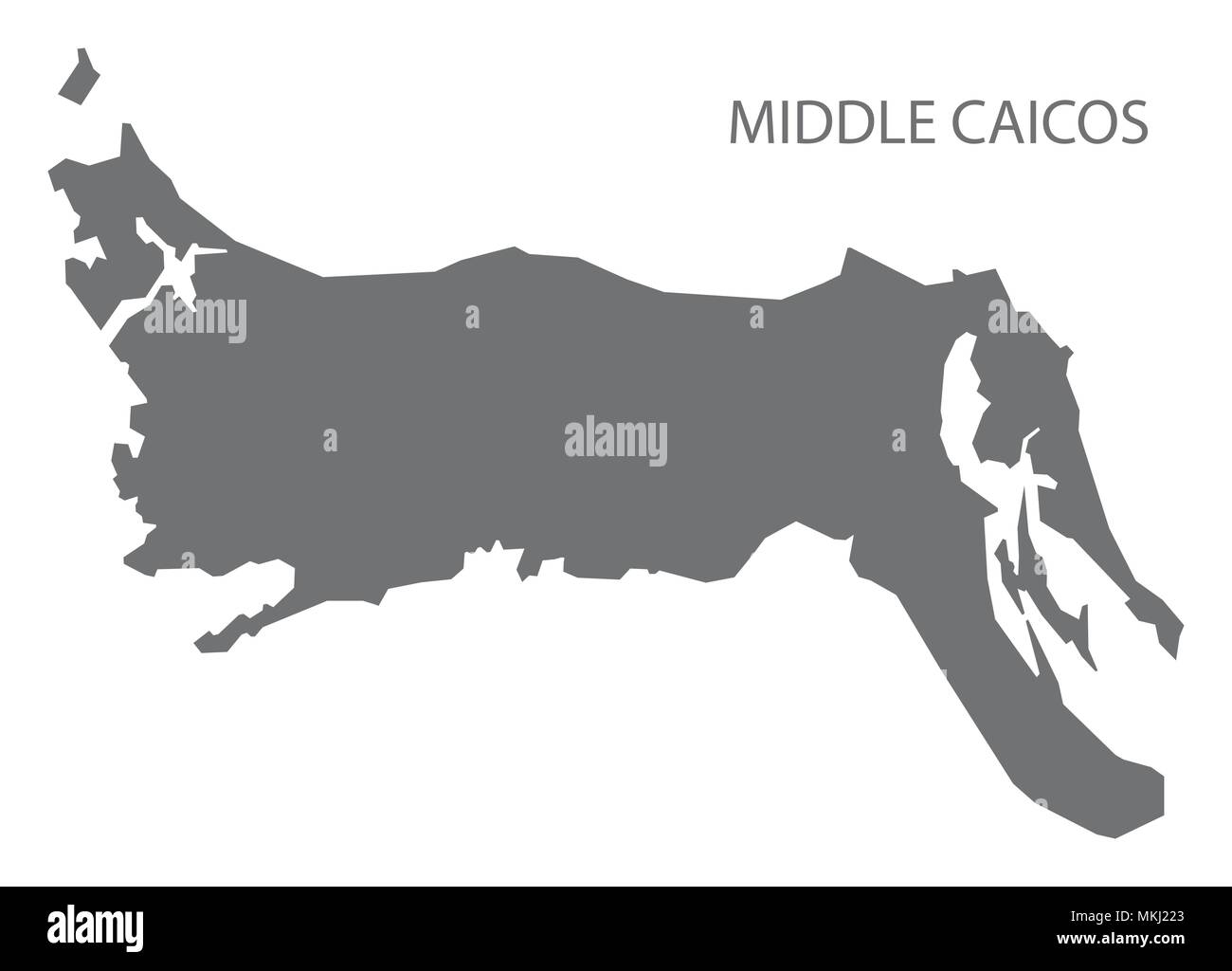 Middle Caicos Karte von Turks und Caicos Inseln Grau Abbildung: Form Stock Vektor