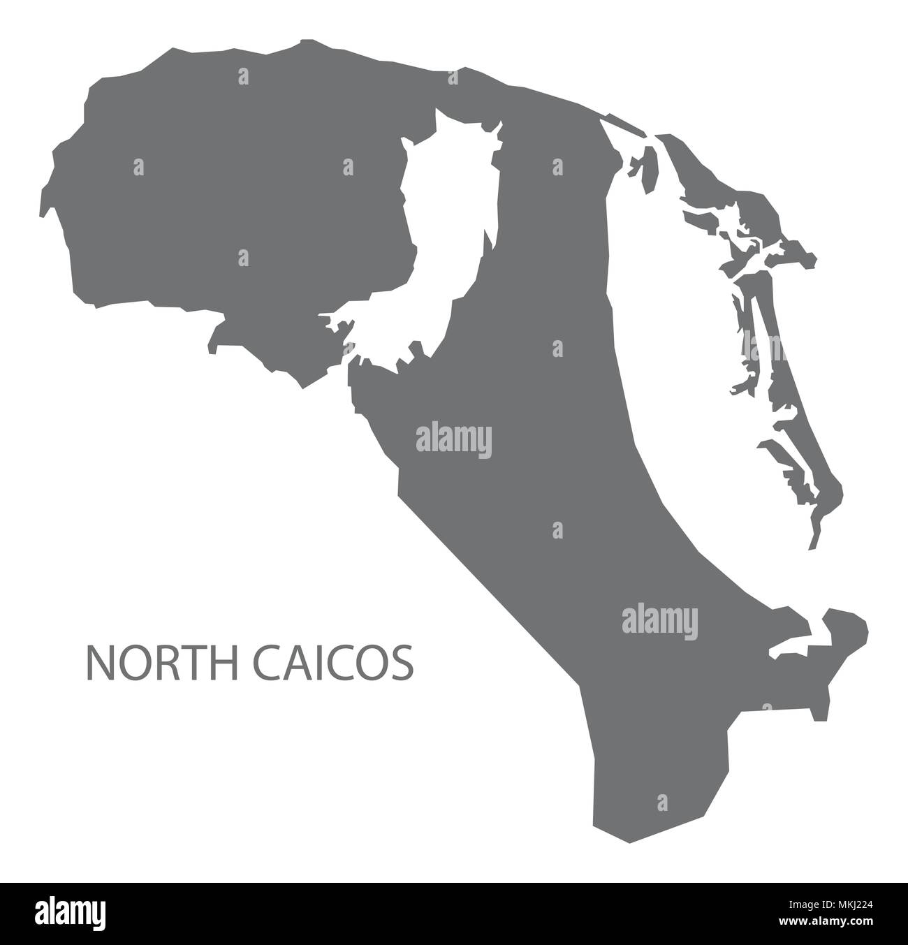 North Caicos Karte von Turks und Caicos Inseln Grau Abbildung: Form Stock Vektor