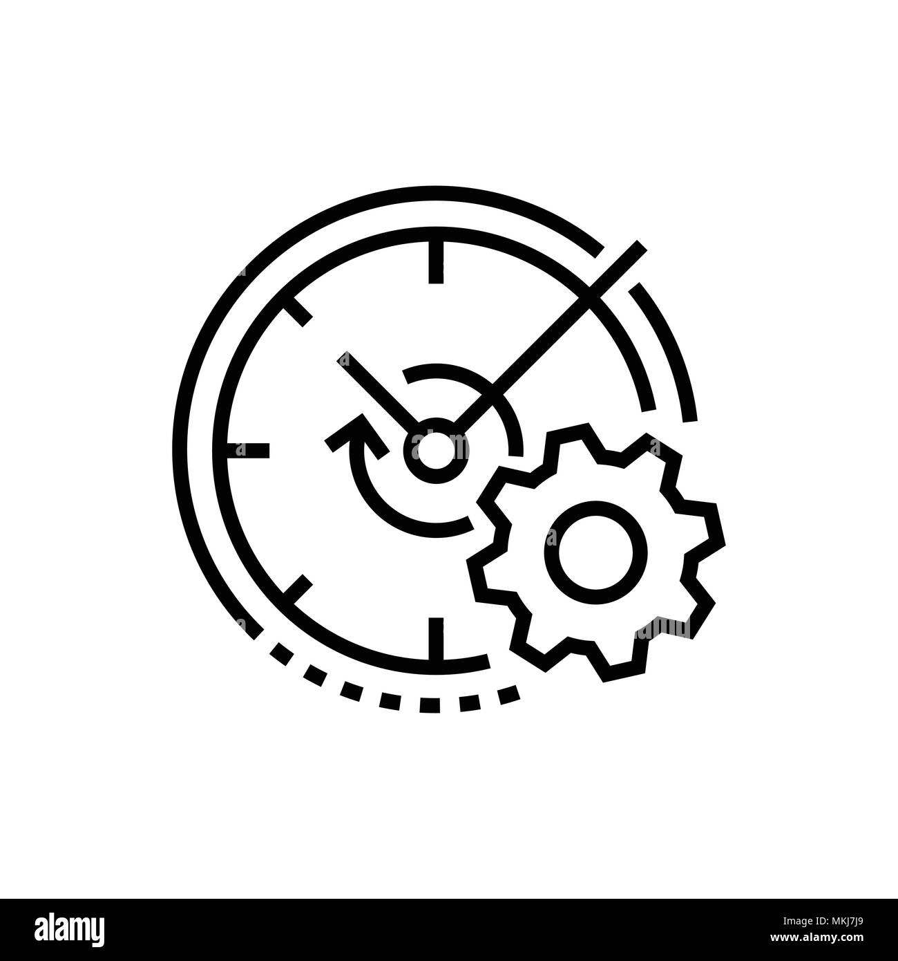 Uhren- und Getriebe-line Design einzelner isolierter Symbol Stock Vektor