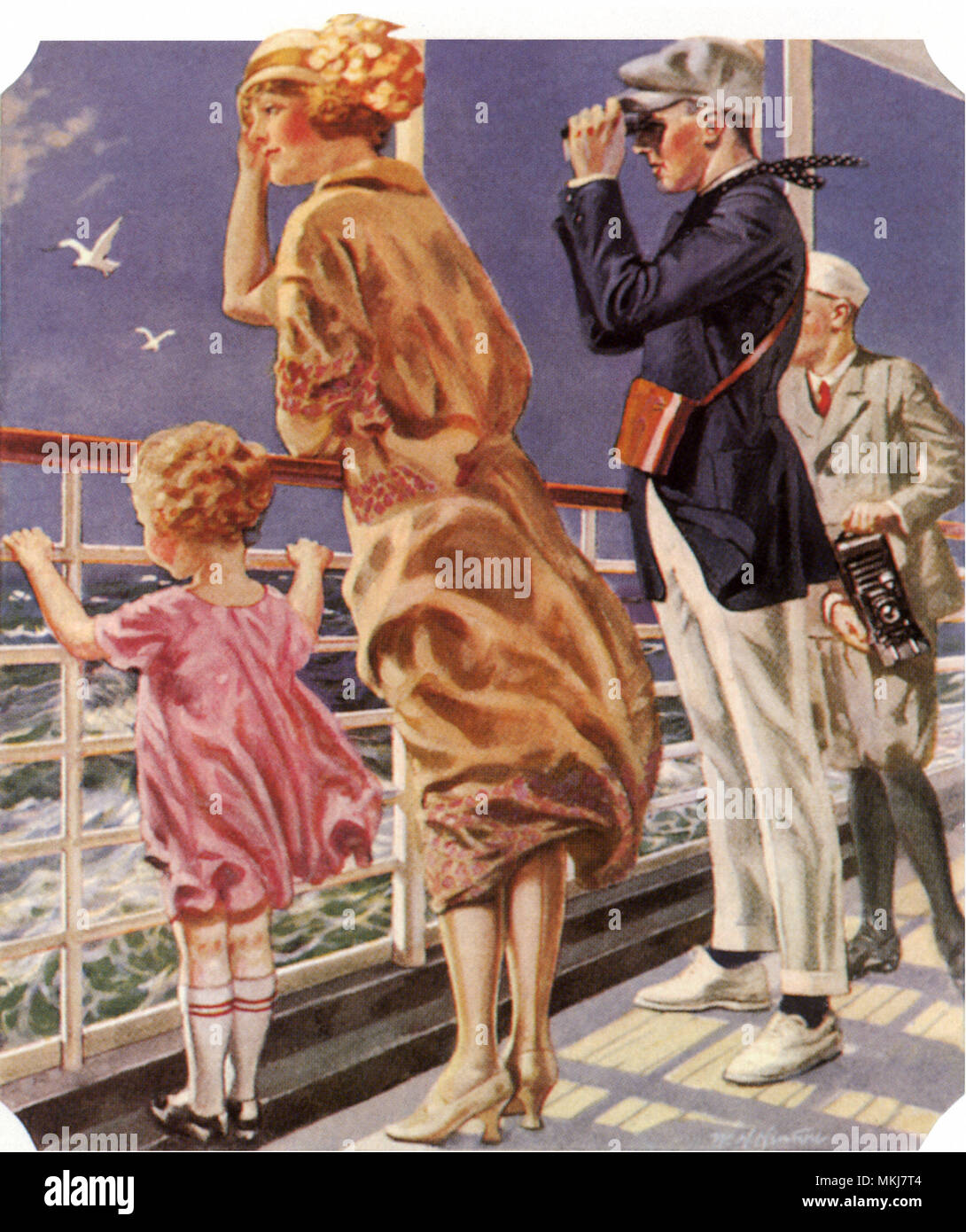 Familie auf dem Schiff Deck Stockfoto