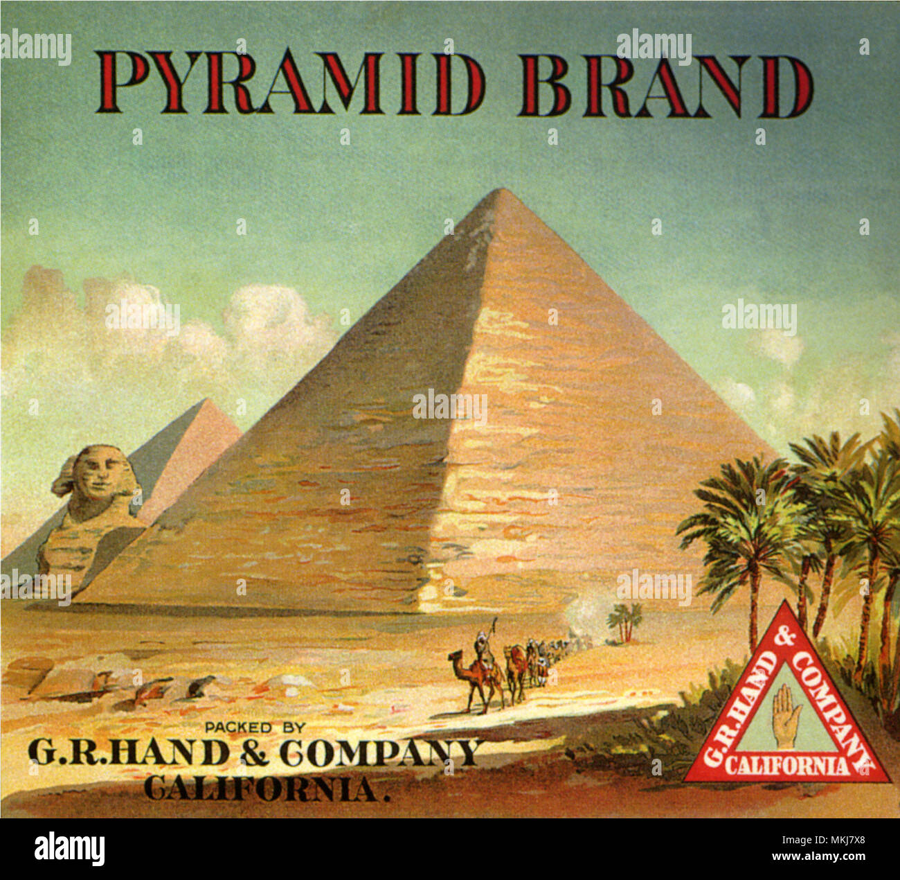 Pyramide Obst Label Stockfoto