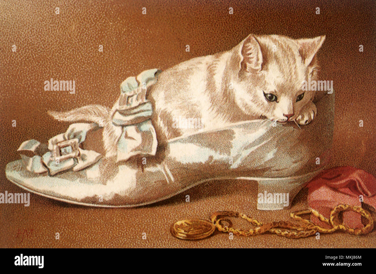 Kitten in Satin Schuh Stockfoto