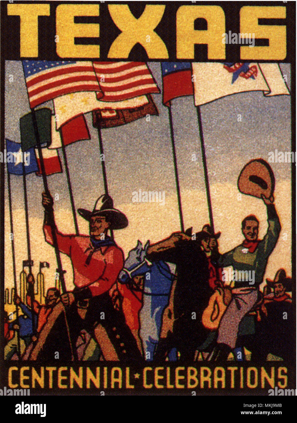 Texans tragen Flaggen in den hundertjährigen Feier Stockfoto
