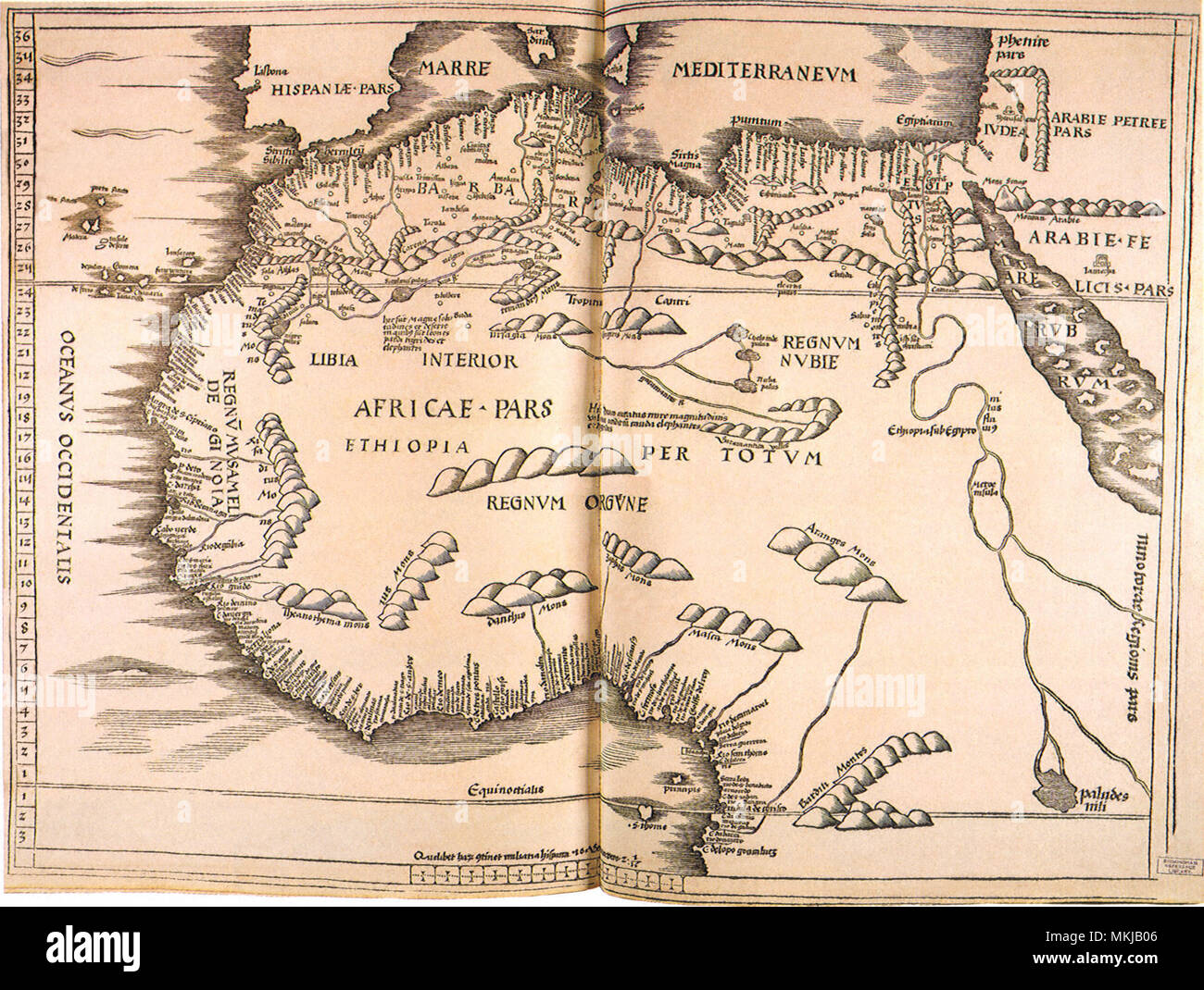 Karte von Nordafrika 1513 Stockfoto
