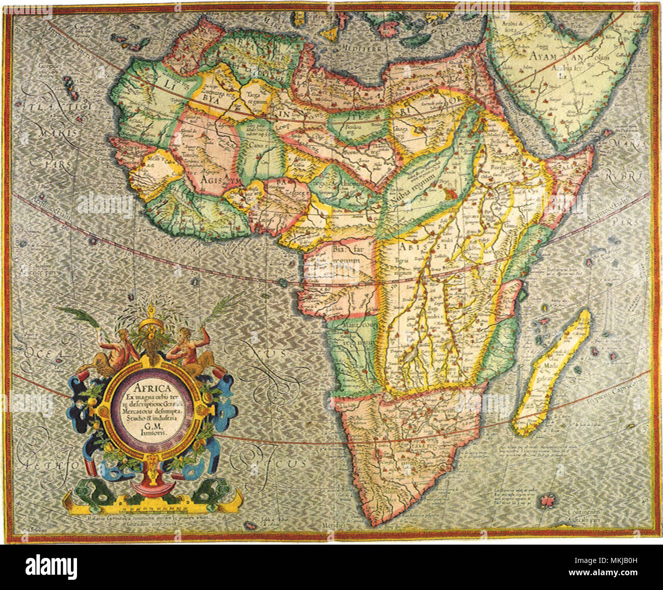 Karte von Afrika 1633 Stockfoto