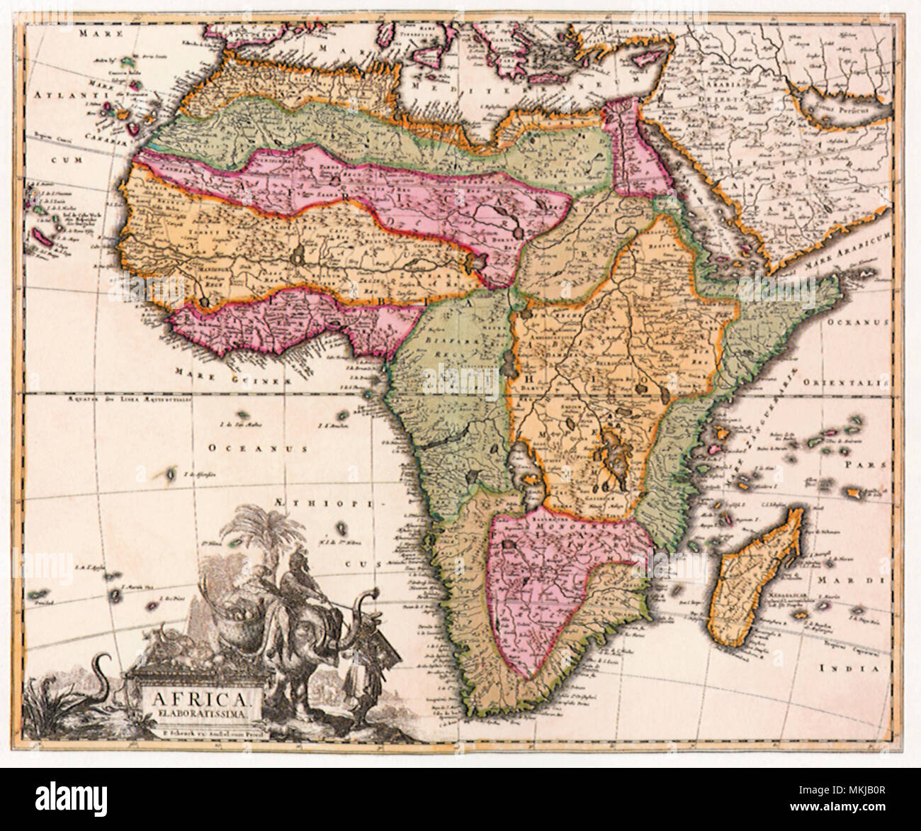 Karte von Afrika 1706 Stockfoto