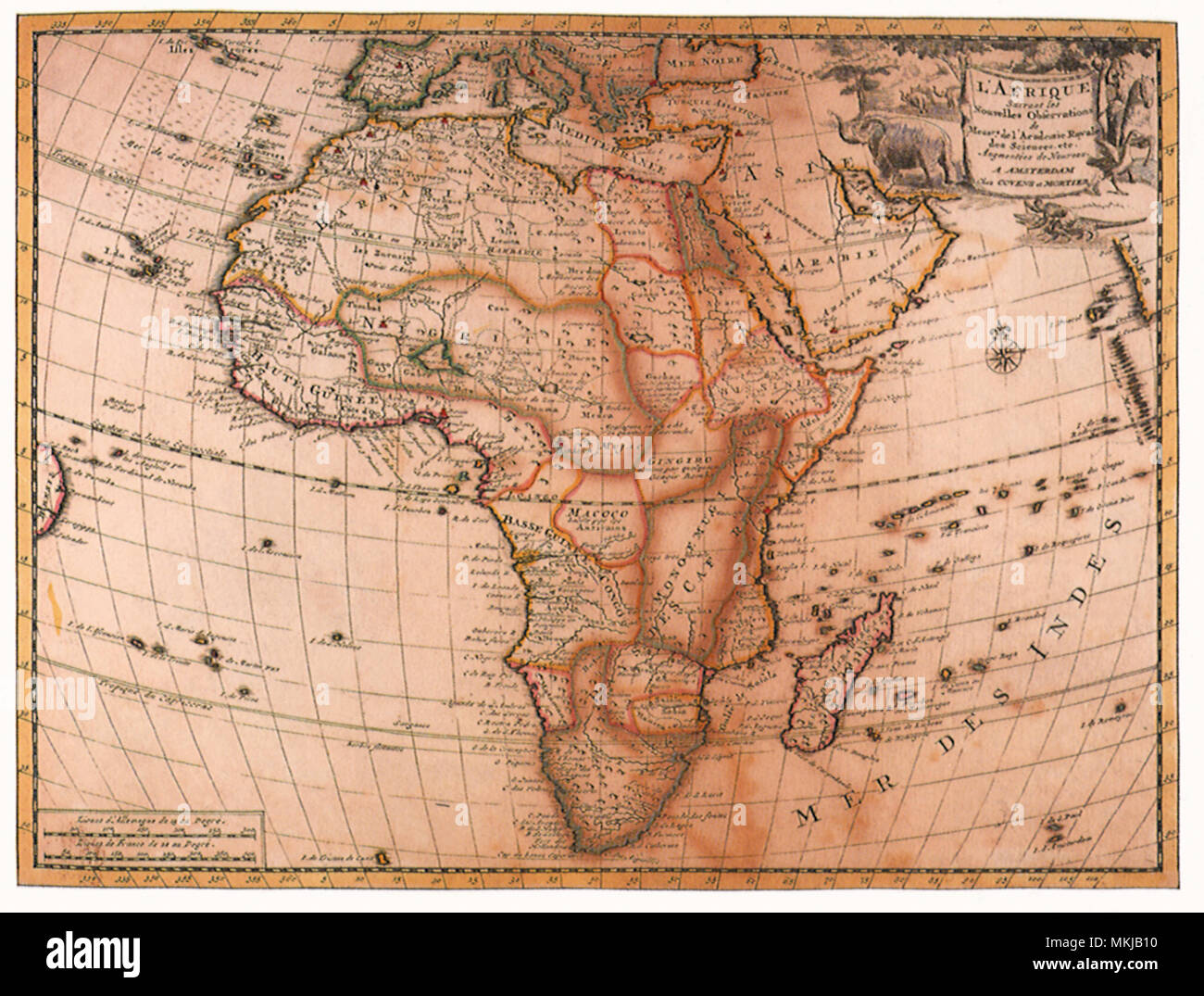 Karte von Afrika 1720 Stockfoto
