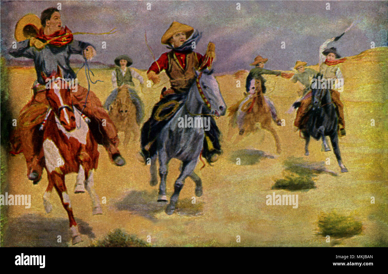 Fünf wilden Cowboys Stockfoto