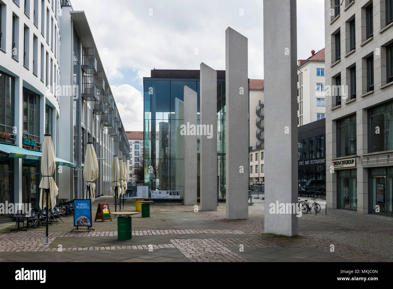 Postplatz, Busman Kapelle Denkmal für die Kirche St. Sophia, Dresden, Busmannkapelle Gedenkstätte für die Sophienkirche Stockfoto