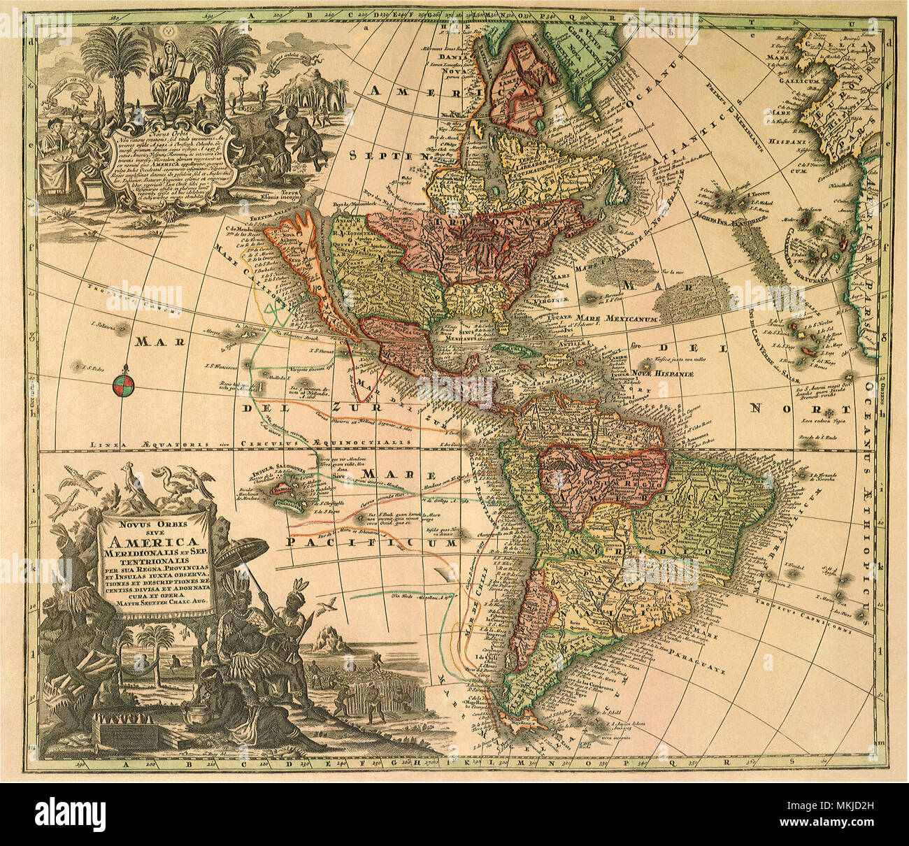 Nord- und Südamerika 1726 Stockfoto