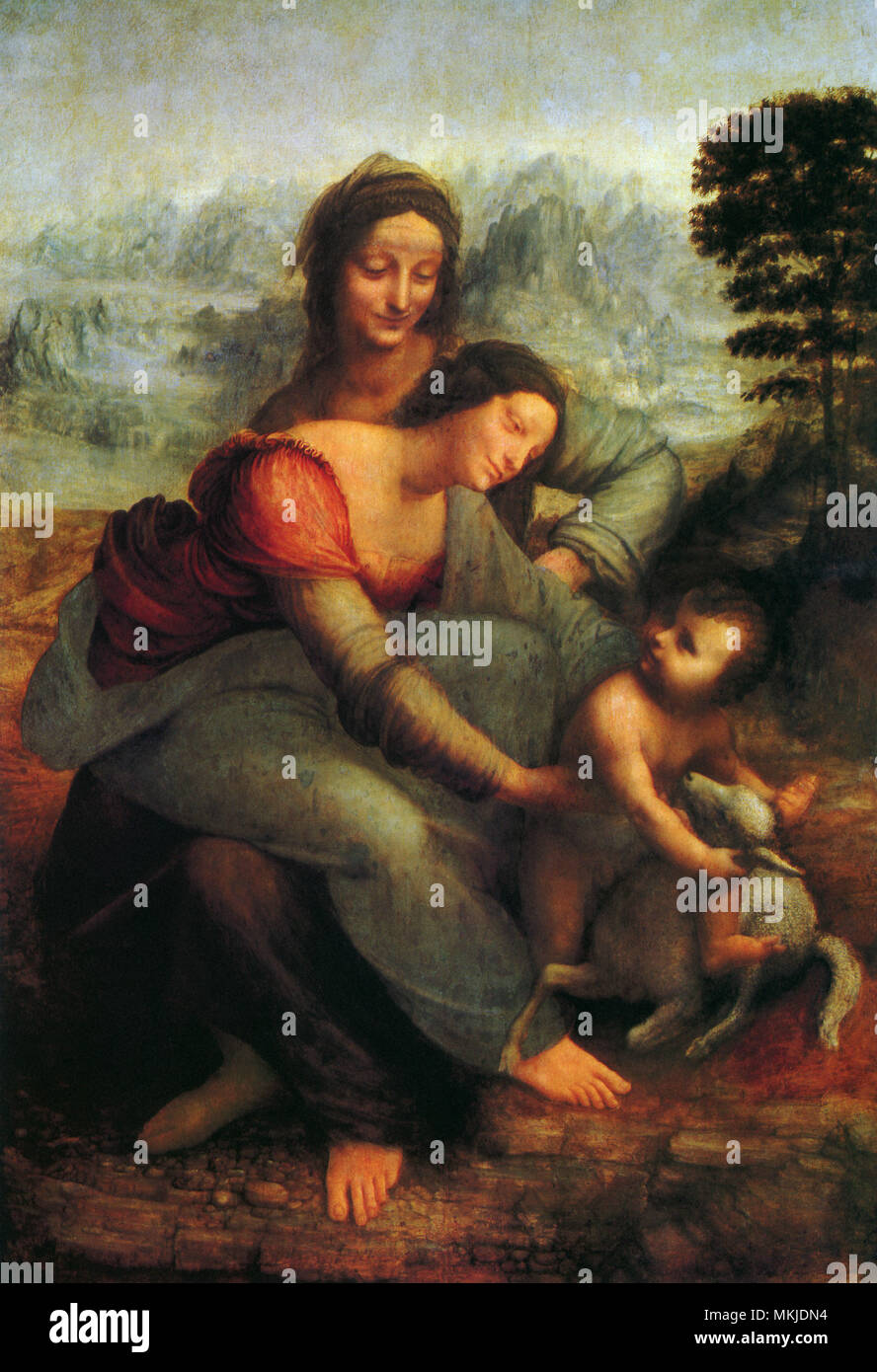 Jungfrau und Kind mit Saint Anne Stockfoto