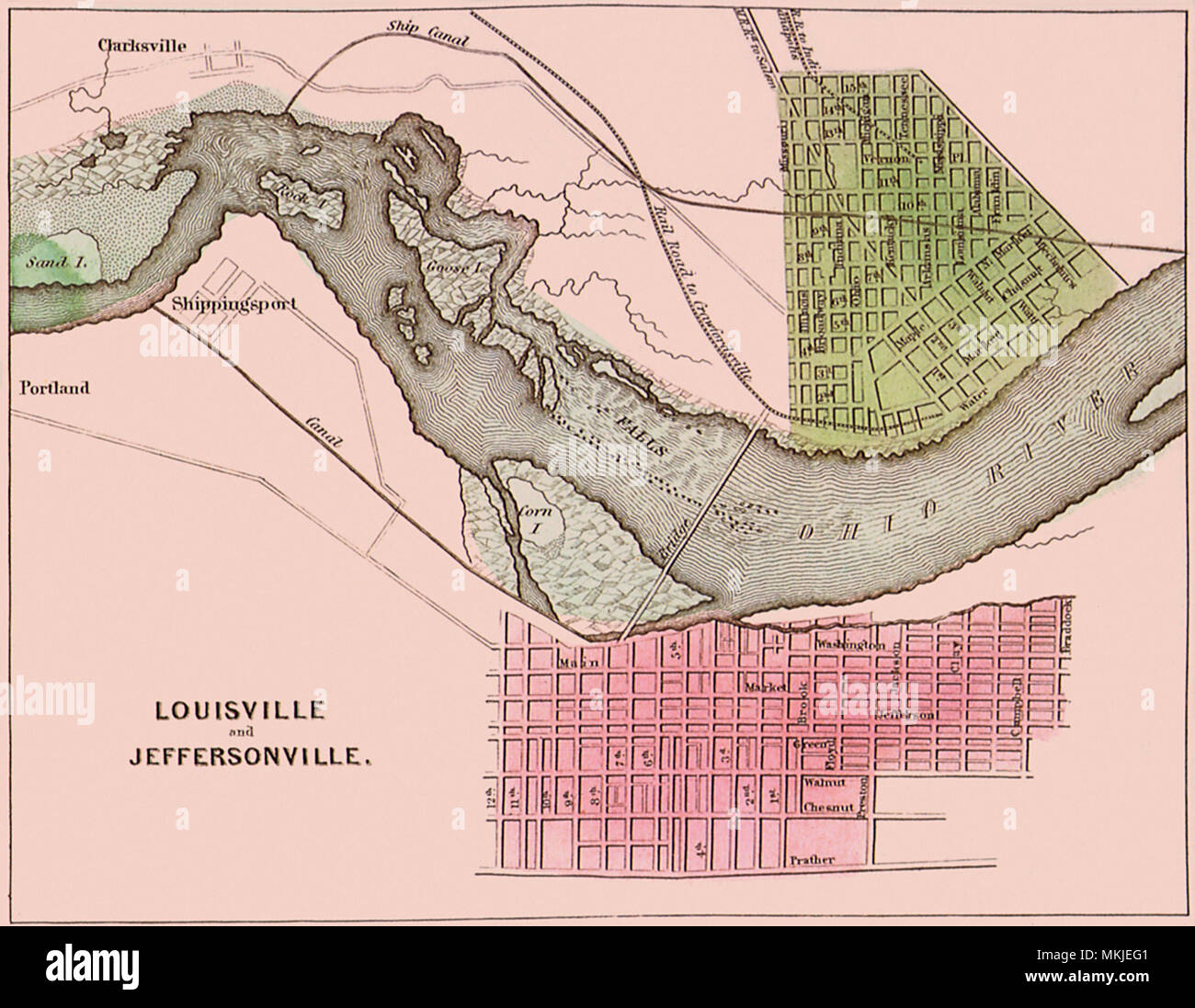 Louisville und Jefferson 1837 Stockfoto