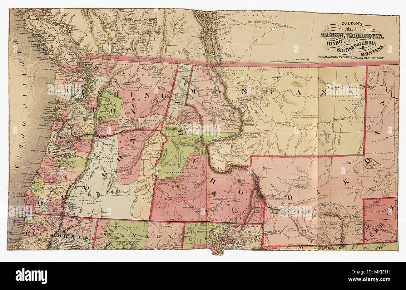 Karte der Nordwesten 1865 Stockfoto