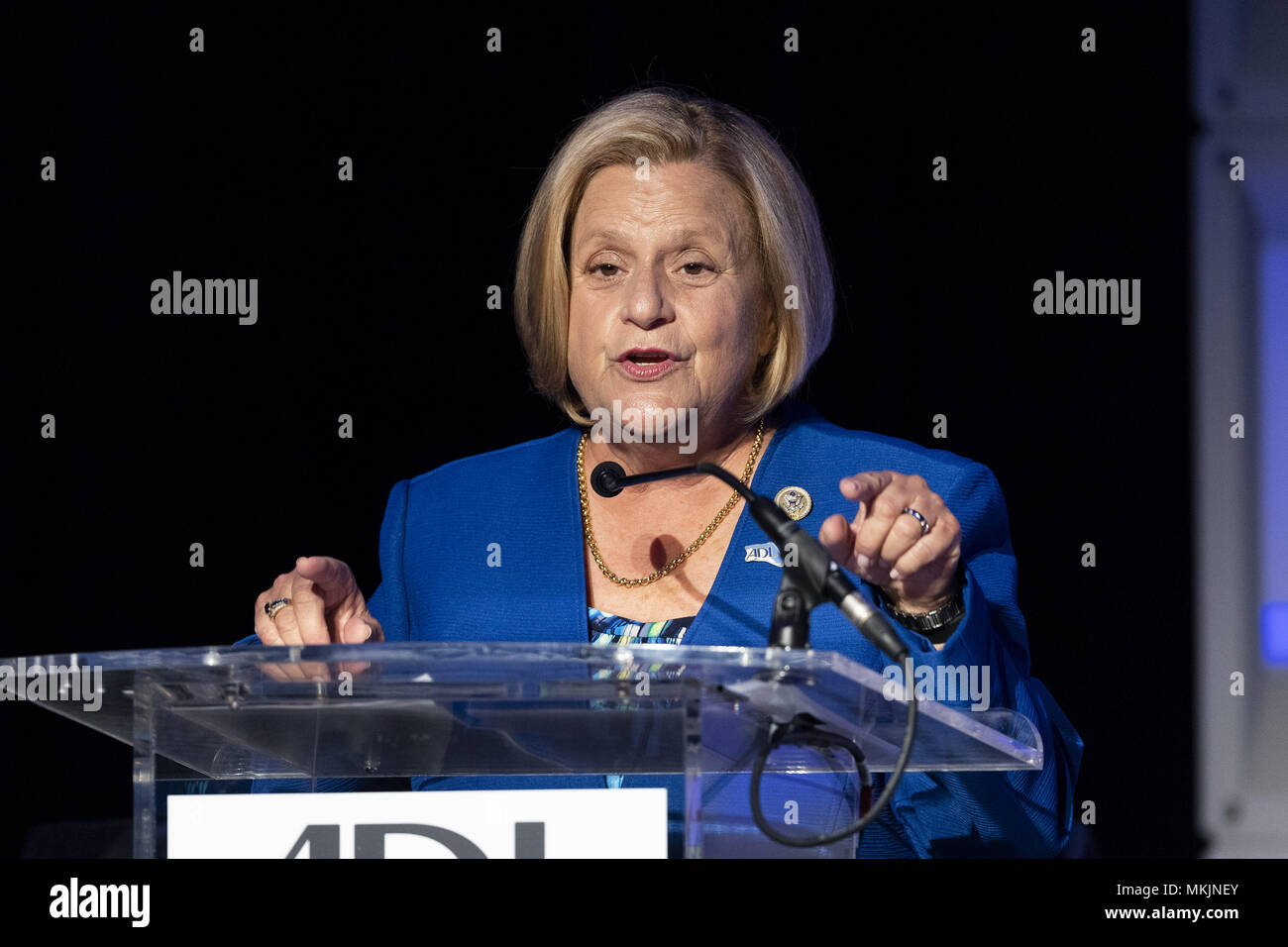 Washington, DC, USA. 8. Mai, 2018. Vertreter ILEANA ROS- LEHTINEN, (R-FL), an der Anti-Defamation League (ADL) National Leadership Summit in Washington, DC am 8. Mai 2018 Credit: Michael Brochstein/ZUMA Draht/Alamy leben Nachrichten Stockfoto