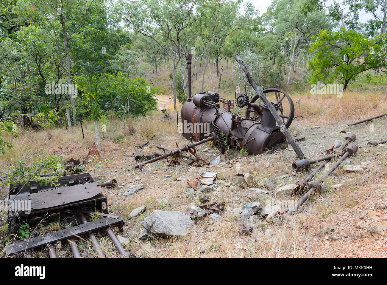 Stillgelegte Gold mining Maschinen in Maytown, einem alten Gold rush Geisterstadt, Far North Queensland, FNQ, QLD, Australien Stockfoto