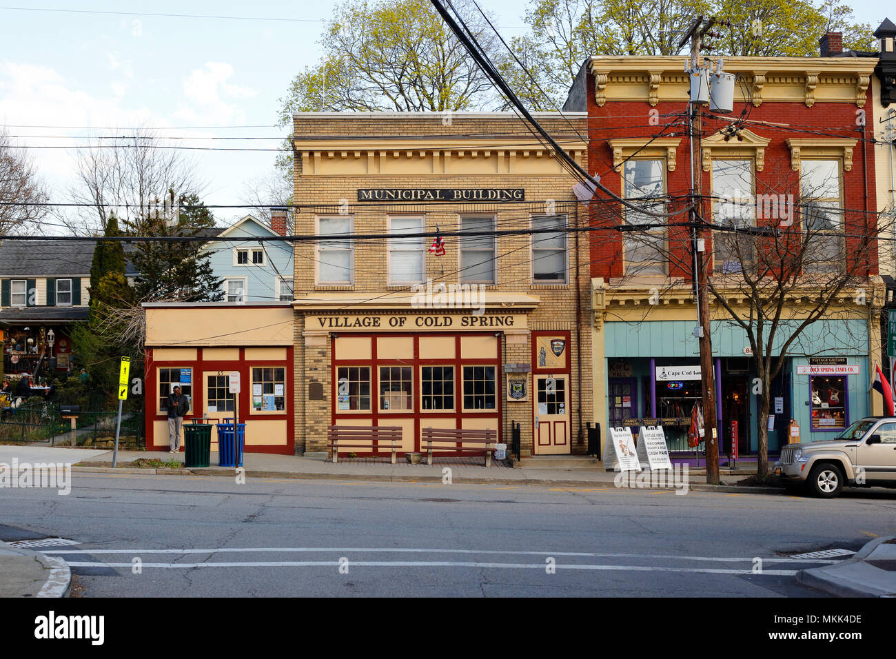 Dorf kalter Frühling, NY städtische Gebäude. Außen. Stockfoto