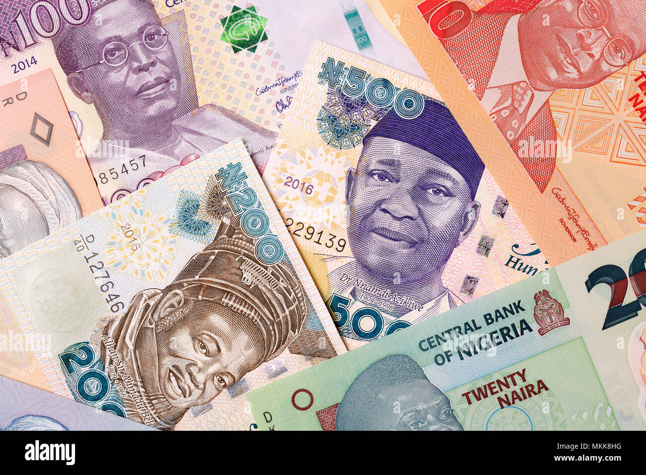 Nigerianische Geld, einen Hintergrund Stockfoto