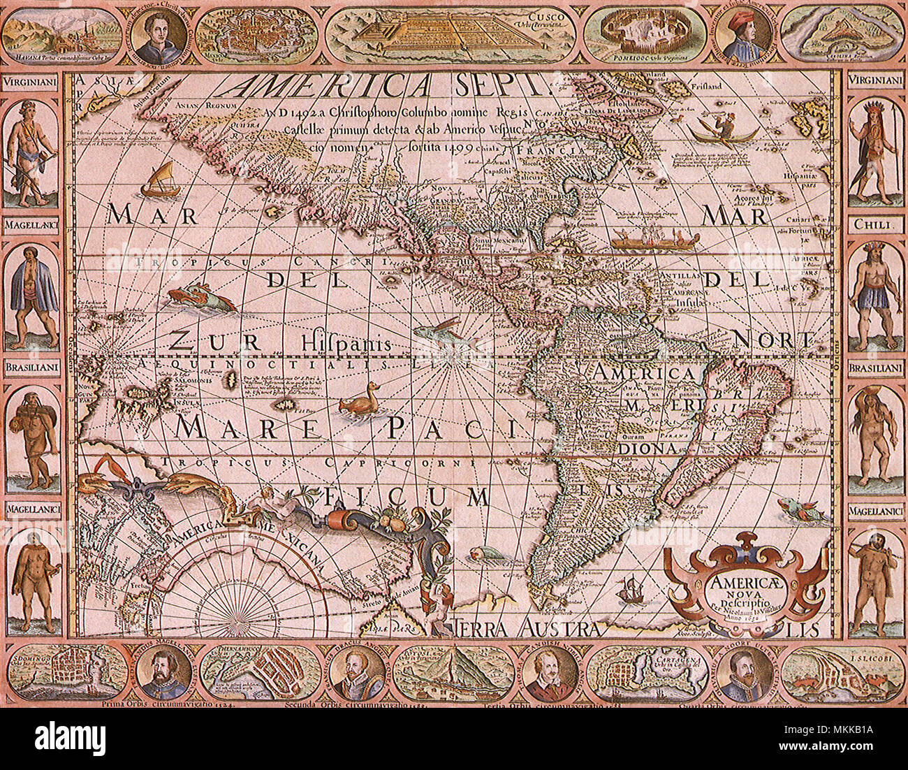 Karte der Neuen Welt 1652 Stockfoto