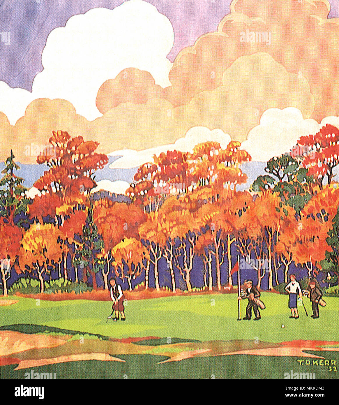 Golfen im Herbst Stockfoto