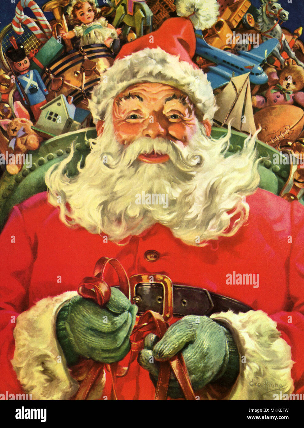 Weihnachtsmann mit Geschenken Stockfoto