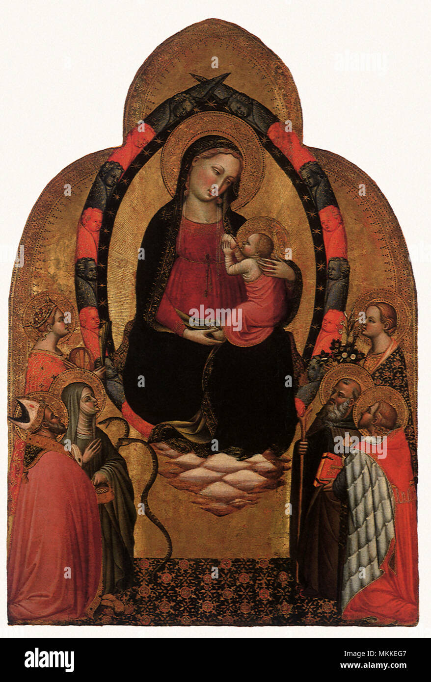 Die Jungfrau und Kind mit Heiligen Stockfoto