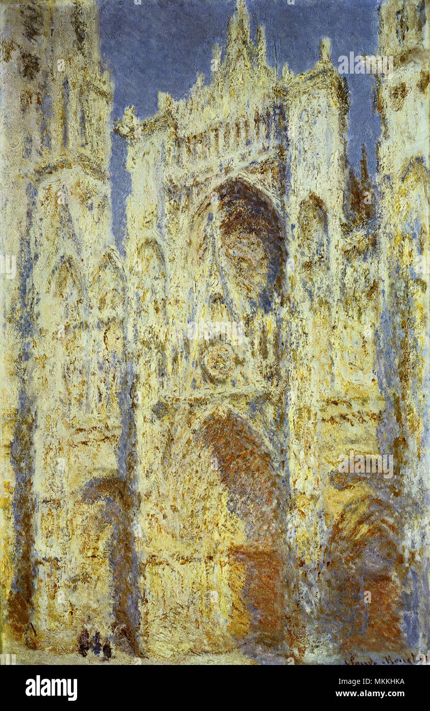 Kathedrale von Rouen, Westfassade, Sonnenlicht Stockfoto