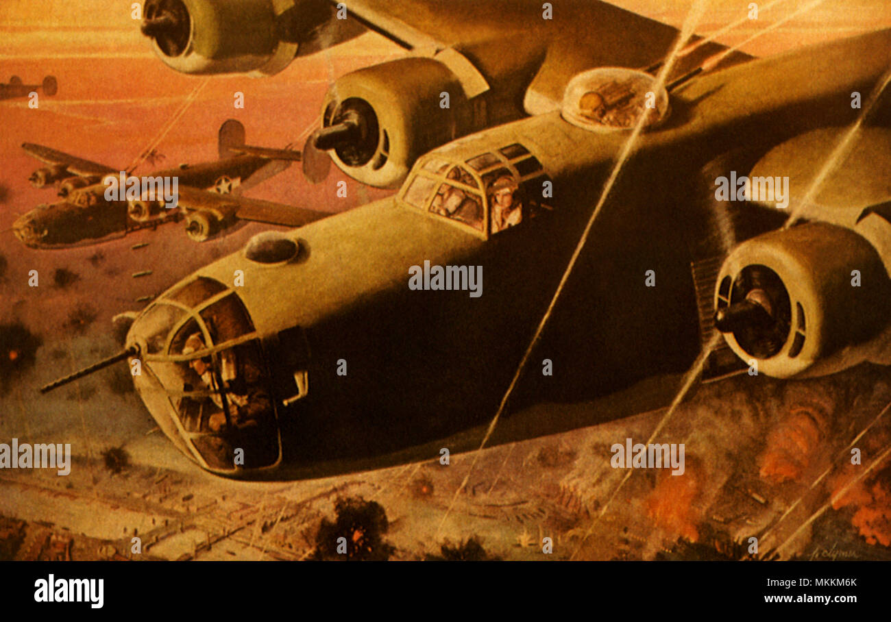 Liberator Bomber auf Mission Stockfoto
