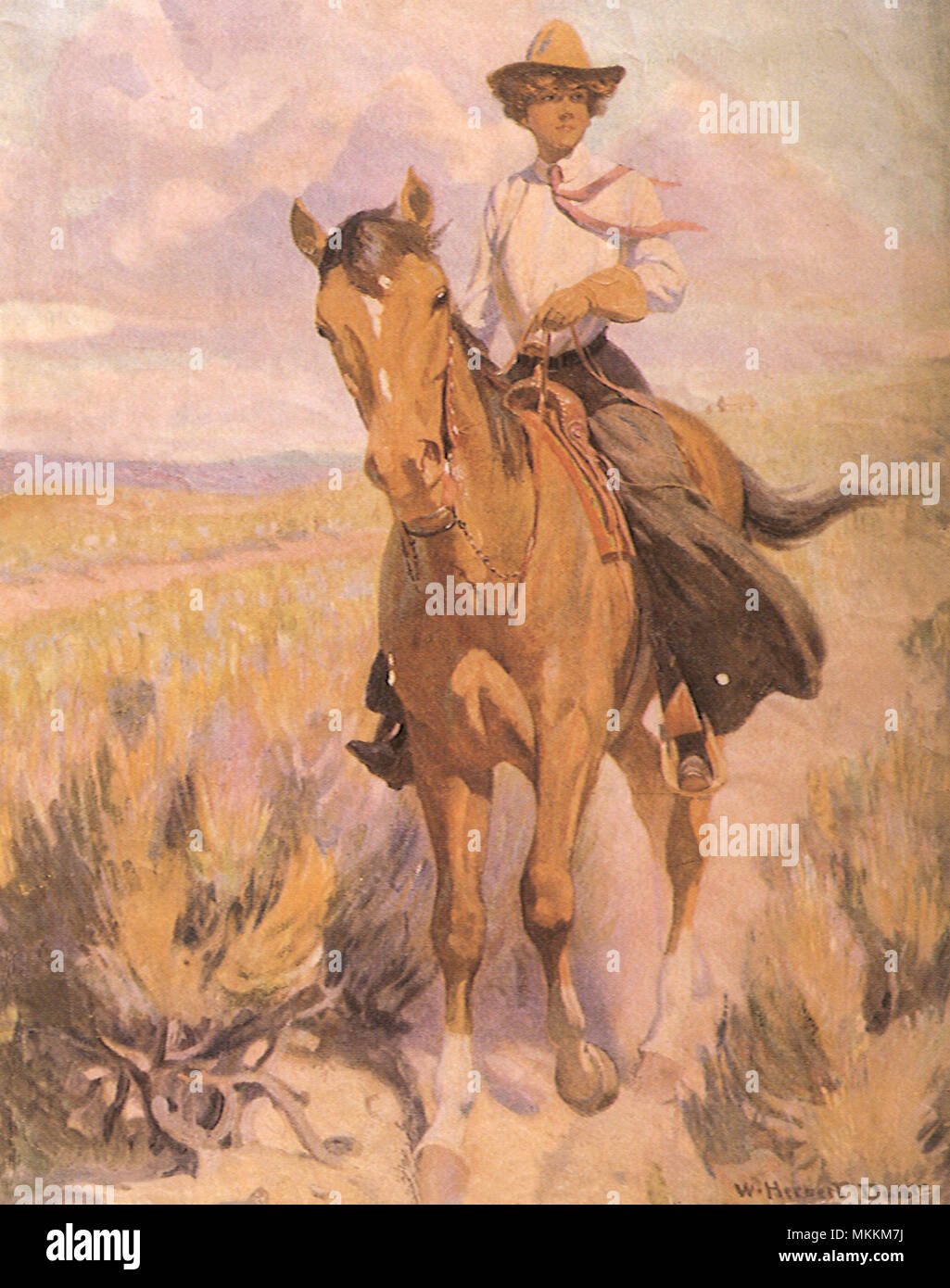 Frau auf Pferd Stockfoto