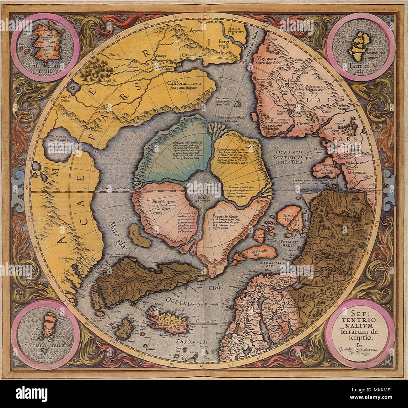 Karte von Nordpol 1595 Stockfoto